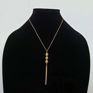 14K solid yellow gold tassel pendant necklace